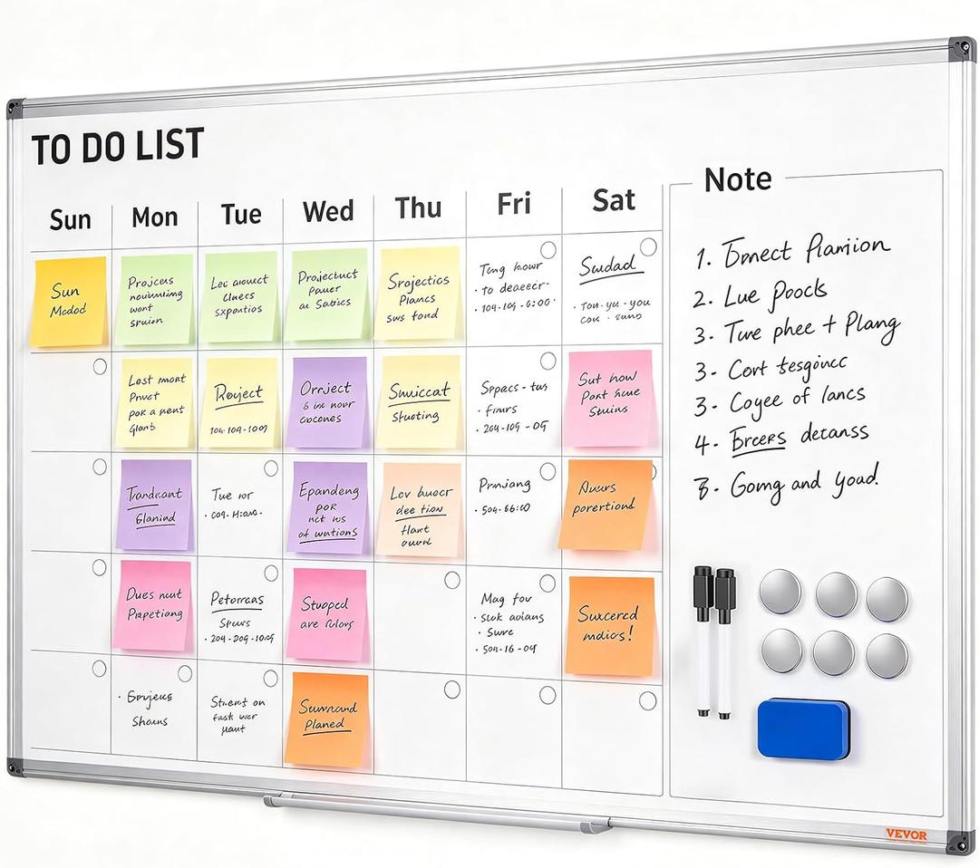 VEVOR Dry Erase Calendar for Wall, 36 x 24 Inches Whiteboard Calendar, Monthly Planner Magnetic Dry Erase Board, 1 Magnetic Erase & 2 Dry Erase Marker & Movable Tray for Restaurant Office Home School