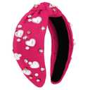 Hot Pink Headbands for Women Love Heart Headband Rhinestone Knotted Headband