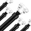 Curtain Rod For Window 30-40 inch, Black Curtain Rods With Crystal Diamond Finials, 1 Inch Diameter Decorative Curtain Rod Set, 1 Pack (30-40" | 1 Pack)
