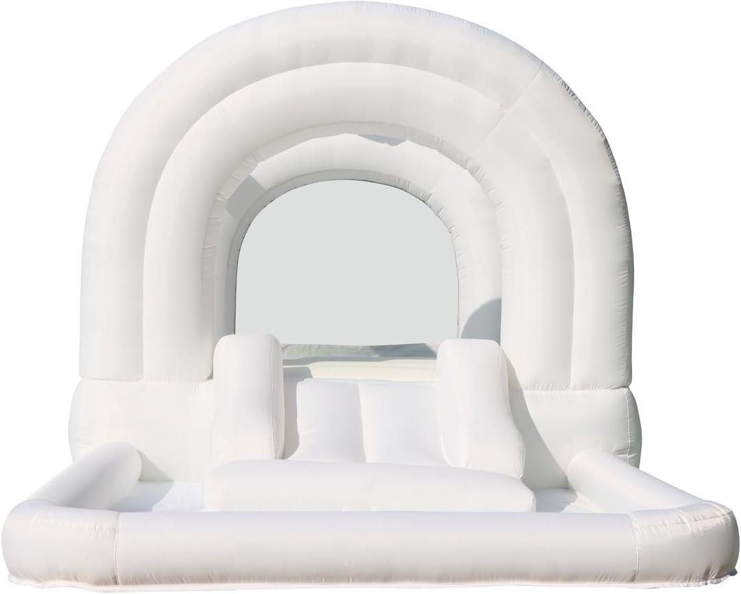 Bounceland Daydreamer Cloud Bounce House w/Ball Pit, Neutral Bouncer with Slide, 11.8 ft L x 6.9 ft W x 5.9 ft H, UL Blower Included, Basketball Hoop, 30 Pastel Plastic Balls, Trendy Bouncer for Kids
