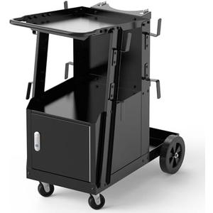 YESWELDER Welding Cart with Large Capacity Lockable Cabinet, for MIG/TIG/Stick Welders and Plasma Cutters, Heavy Duty 360° Swivel Wheels Welding Trolley