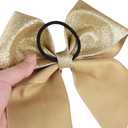 DEEKA 12 PCS 7" Large Glitter Cheer Bows Shiny Cheer Hair Bows Ponytail Holder Handmade for Cheerleader Girls Softball Sports -Gold