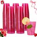 DaYammi 100 Pack Pink Plastic Cups 10Oz Clear Pink Disposable Party Cups for Martini and Cocktail,Fancy Disposable Cup for Wedding,Pink Party Cups Perfect for Mother's Day Party Wedding