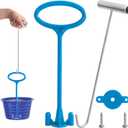 RunNico Skimmer Basket Handle,Universal Pool Skimmer Baskets Hook Tool with Handle,Inground Swimming Basket Handle Cleaning Tool for Debris Removal,Keep Hands Clean and Safe Supplies (1 Set)