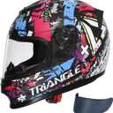 TRIANGLE Kids Motorcycle Helmets Youth Full Face Helmet Lightweight with 2 Visors DOT Approved Large