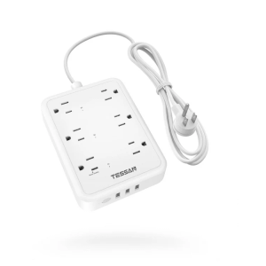 TESSAN WiFi Flat Plug Strip with 3 Smart Outlets and 3 USB Ports, 6 Feet Extension Cord