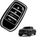 Muslogy Key Fob Case Cover Compatible with 2024 2025 2026 Toyota Tacoma Accessories 4 Button Smart TPU Key Fob Protector 24Tacoma SR SR5 TRD PreRunner TRD Sport Off-Road Pro Trailhunter (Black)
