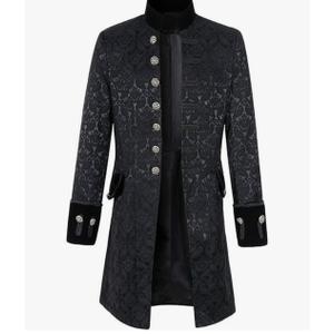 XUNRYAN Mens Classic Victorian Jackets Tuxedo Frock Coat Steampunk Vintage Tailcoat Long Gothic Trench Coat Halloween Costume, Black, XL