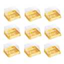 Fevoila 50 Pcs 2.28" Plastic Single Individual Cupcake Container Mooncake Muffin Dome Holders Cases Boxes Container Cupcake Boxes for Wedding Birthday Party (Square,Gold)