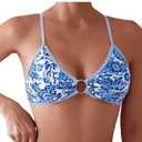 Fanuerg Women's Triangle Bikini Sets O Ring Linked One  Piece Swimsuits Floral Printed Cheeky Bathing Suit Top Only Size XL