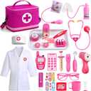 Doctor Kit for Toddlers 3-5 Girls Toys Kids Doctors Play Set with Real Sound Stethoscope & Doctor Coat Costume Pink Medical Set Gift for 3 4 5 6 Year Old