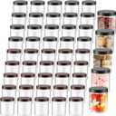 Mifoci 50 Pcs Clear Plastic Jars Containers 16 oz Reusable Empty Storage Jars with Lid for Kitchen Spices Dry Food Body Butter, Black and Brown