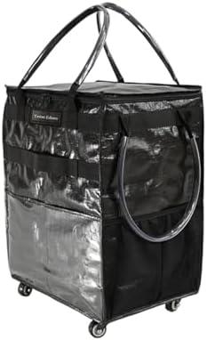 Reusable Grocery Bag On Wheels Large Capacity Shopping Trolley Foldable Rolling Tote with Outside Pocket, Heavy Duty Handle (Black, Large) Reusable Grocery Bag On Wheels Large Capacity Shopping Trolley Foldable Rolling Tote with Outside Pocket, Heavy Duty Handle (Black, Large)