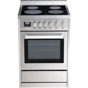 RANGAIRE RRE241TS 24" Electric Range with 4 Burners, 3.0 cu. Ft. Capacity, Freestanding Slide-in AirFry, Convection Oven, Easy Reach Racks, Soft Close Door, Clock and Timer, Stainless Steel