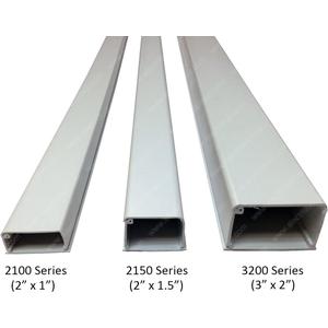 Electriduct XX-Large Latching Cable Raceway - 3" x 2" Channel Size - 2 Sticks - 58" (9.6 Feet Total) - White