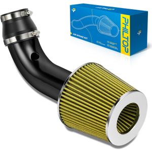PHILTOP 3" Cold Air Intake Kit System Compatible with Honda CR-V 1999-2020, Civic 1999-2020, Odyssey 1998-2021, Hyundai Sonata 1999-2021, High Performance, Yellow, 2006-2011 Honda Civic 1.8L (Exc. Si)
