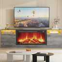 Modern TV Stand for TV Up to 75" TV, 70 ''Gray Television Console Table Cabinets with Storage,Wooden Entertainment Center for Living Room, Fits Into 36'' Electric Fireplace(Not Included Fireplace)