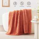 EXQ Home Fleece Throw Blanket for Couch or Bed - 3D Waffle Patchwork Pattern Jacquard Decorative Blankets - Cozy Soft Fuzzy Flannel Blanket Suitable for All Seasons(50"60",Terracotta)