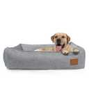 ATIFBOP Orthopedic Dog Bed, Bolster Dog Sofa with Removable Cover, Cooling Pad Memory Foam Couch, Pain Relief Pet Bed (Grey, 40x31x11 inch)