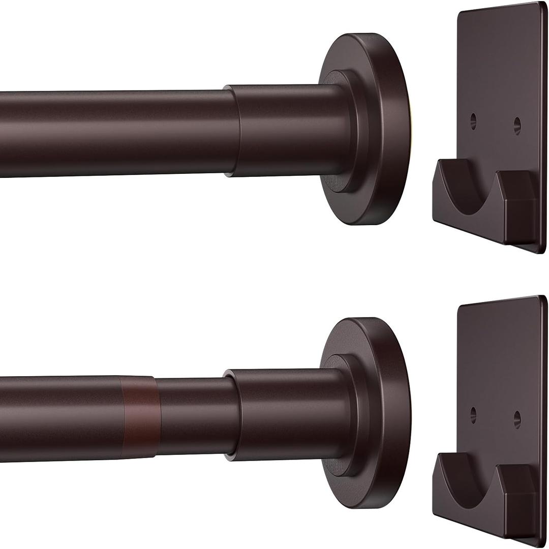 CorkLatta Matte Bronze Shower Curtain Rod,1 Inch Diameter Stainless Steel Adjustable Spring Tension Rods 32 to 80",with Holders,Anti-Slip,Curtain Rods No Drilling (1 Pack)