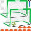 Kids Soccer Goals for Backyard Set - 2 of 4' x 3' Portable Soccer Goal Training Equipment, Pop Up Toddler Soccer Net with Soccer Ball, Stocking Stuffers for Kids Youth Outdoor Games, Sports Play Gifts