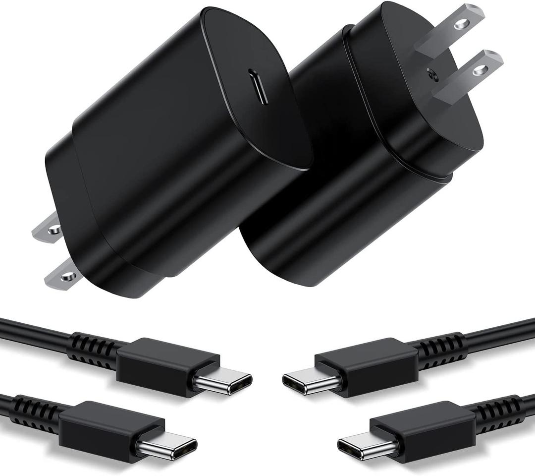 Type C Charger, 2 Pack 25W PD USB C Wall Charger Super Fast Charging Block & 3ft Android Phone Charger Cable for Samsung Galaxy S23 S22 S21 S20 Plus Ultra, Note 20 10 9 8/ S10 S9 S8 Pixel 6 5 4 Pro XL, Black
