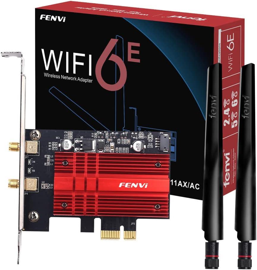 WiFi 6E AX210 PCI-E WiFi Network Card BT5.3 160MHz Tri-Band Expands WiFi into 6GHz/5GHz/2.4GHz 5400Mbps Gigabit AX210ngw Desktop PC PCIe Wireless Adapter WiFi 6E 802.11ac ax MU-MIMO for Windows 11/10