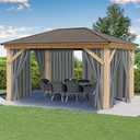 HolidayIdeas Outdoor Patio Curtains Waterproof with Rod Pocket 4 Panels 54x84 Inch- Weatherproof Balcony Outdoor Curtains for Apartments,Porch, Gazebo, Pergola, Sliding Glass Door, Grey