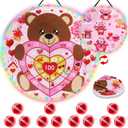 2 in 1 29" Large Valentine's Day Light Dart Board with Light Sticky Balls,Large Valentine's Day Bear and Monster Dart Board Game,Valentine's Day Party Supplies Indoor Outdoor Decor(Double Sided)