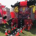 7inch Orange Racing Traffic Cones With Holes on Top,Checkered Flags,Racetrack Floor Runner,Race Car Birthday Party Supplies,Racing Car Table Centerpiece Decorations 38PCS