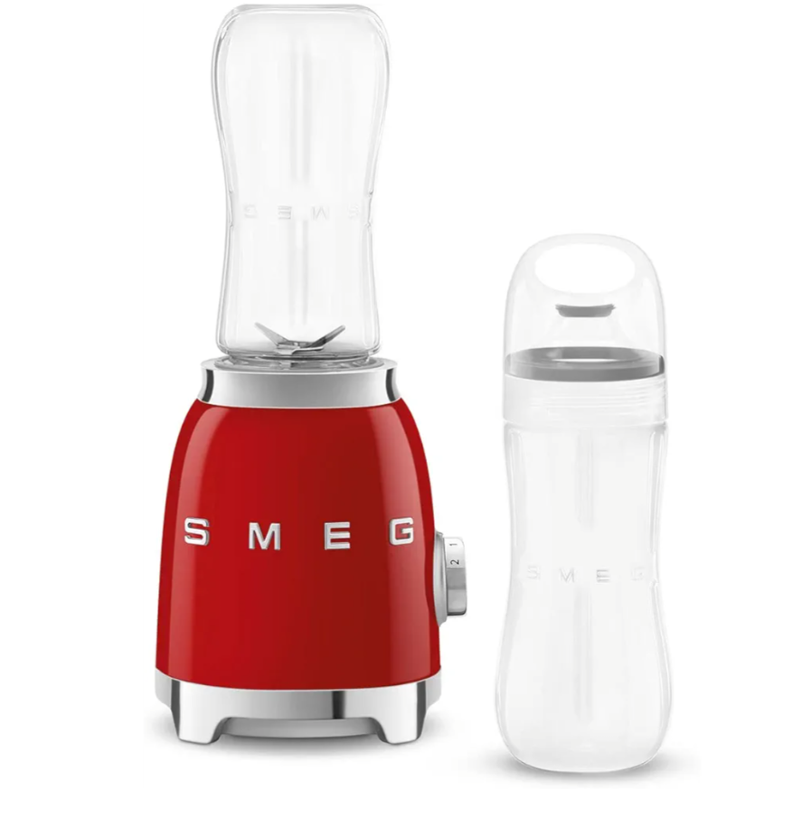 SMEG 50's Retro Style Personal Blender with Backlit Knob and Two 600 ML BPA Free bottles PBF01RDUS Red