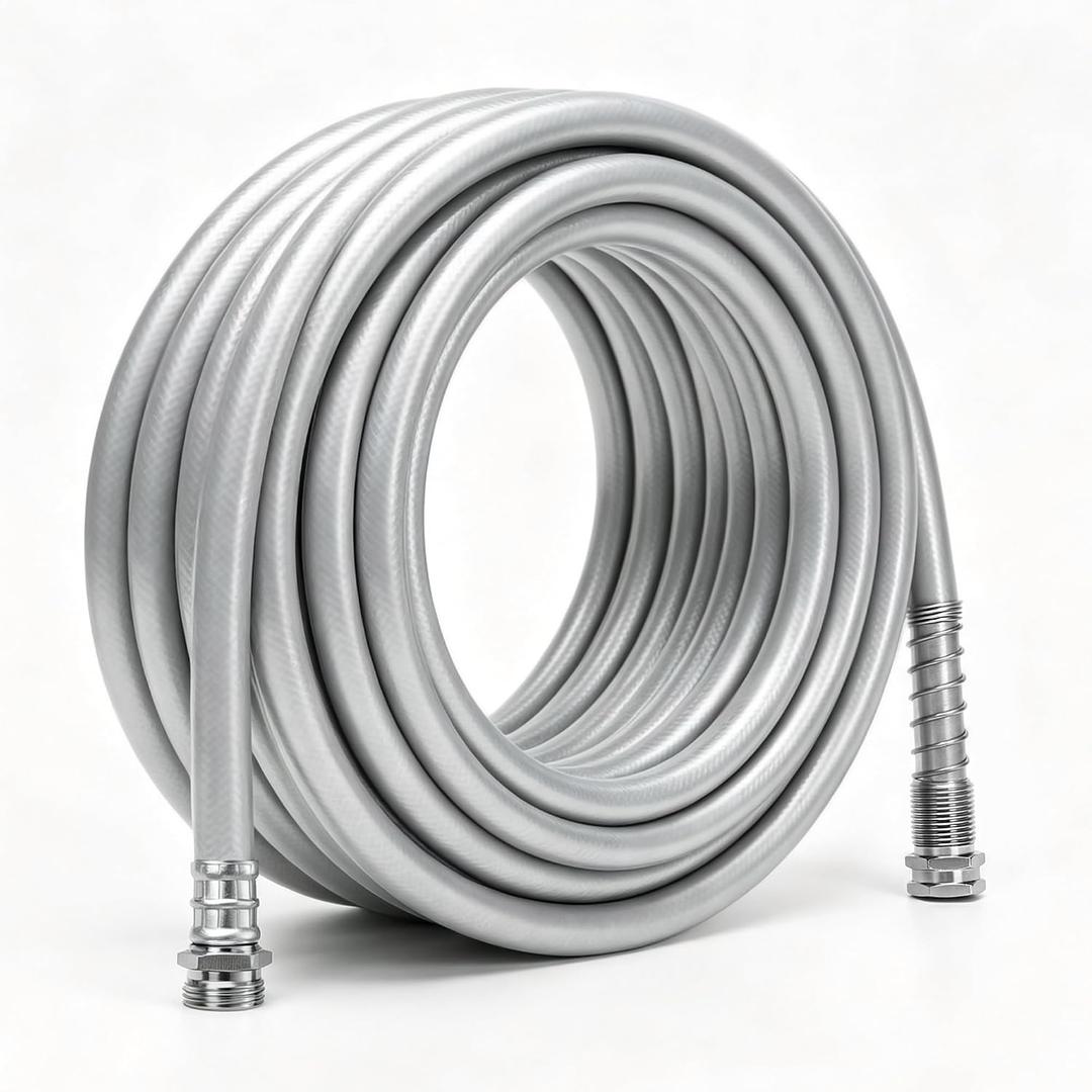 5/8" x 50 ft Hybrid Garden Hose - No Kink Leakproof Heavy Duty Flexible Lightweight Durable Water Hose - Male to Female Fittings for Reel Cart, Gardening, Lawn & Car Wash