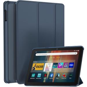Fire HD 8 & HD 8 Plus Tablet Case(12th Gen/10th Gen, 2024/2022/2020 Release) Slim Folding Stand Cover with Auto Wake/Sleep Navy Blue