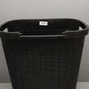 Mind Reader 60L Slim Laundry Hamper, Clothes Basket, Lid, Linen Design, Plastic, Black