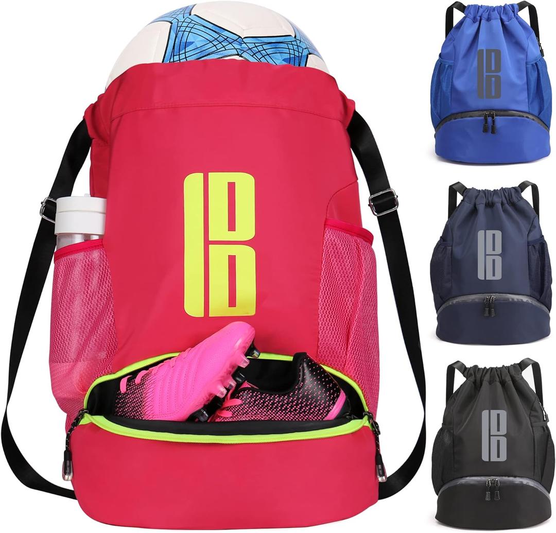 brooman Youth Soccer Bags Boys Girls Soccer Basketball Volleyball & Football Backpack (Rose)