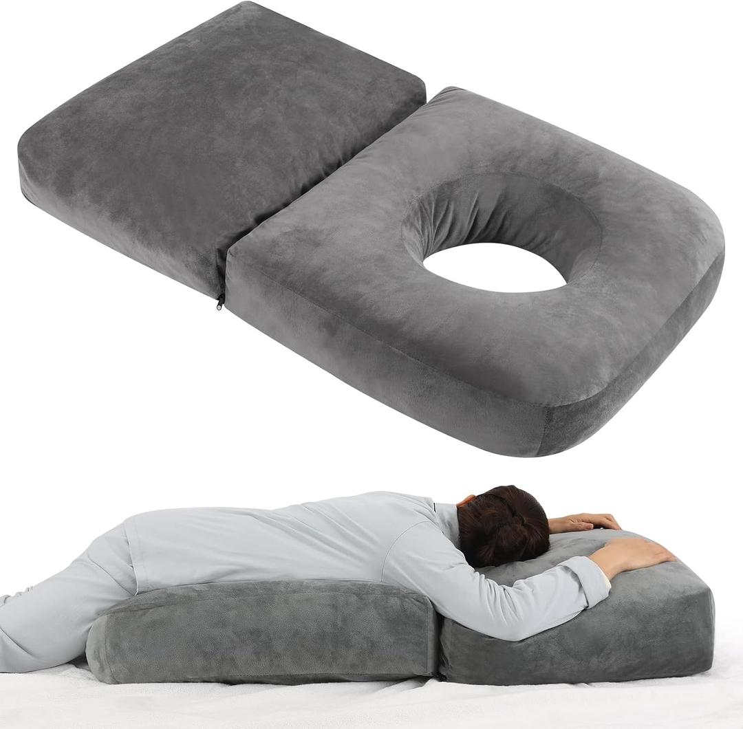 Pregnancy Pillow for Stomach Sleepers, 45.3 Inch Pregnancy Massage Pillow Full Body Pillow with Removable Cover - Support for Back, Legs, Belly, HIPS for Pregnant Women (Dark Grey), 45.3 x 27.6 x 7.9 in
