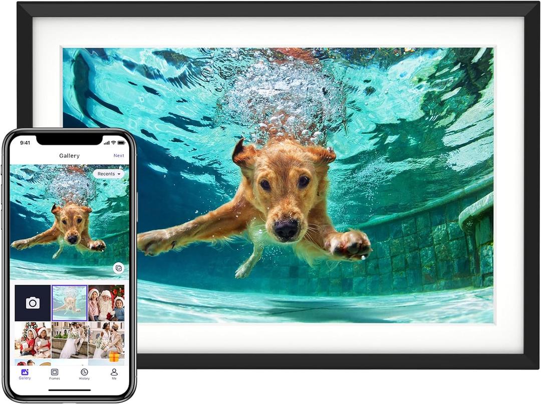 10.1'' Digital Picture Frame with 32GB Storage, Digital Photo Frame with 1280x800 IPS Touch Screen, Share Photos/Videos and Send Best Wishes via Free App