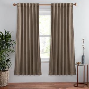 StangH Taupe Velvet Curtains Super Soft Back Tab Window Drapes 72 inches Long for Living Room, Light Blocking Thermal Privacy Curtains for Study/Laundry, W52 x L72, 2 Panels (Beige Series - Taupe)
