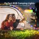 MORIKO Camping String Lights, 2 in 1 Colorful Outdoor String Lights with 7 Lighting Modes (33FT), IPX4 Waterproof, 25s Rapid Recovery, Rechargeable LED Camping Lantern for Outdoor Tent Hiking Decor