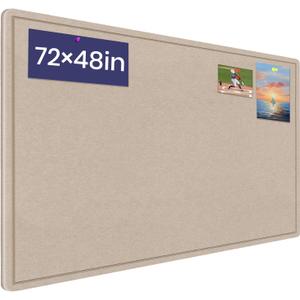 Large Bulletin Board - 72 X 48 inches Cork Board with 30 Pushpin, 6' x 4' Cork Board for Walls Pin Board, Self-Adhesive Felt Board Vision Board Foldable Photo Board for Wall (Beige Brown)