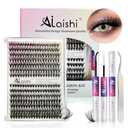 Lash Clusters Kit, DIY Cluster Eyelash Extensions 9‑16mm, 30D+40D, 280pcs Fluffy D Curl Natural Lashes with Lash Bond and Seal, Tweezers–Waterproof Fake Cat Eye Wispy Individual Clusters(16MIX1-1-S)