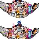 Stuffed Animal Hammock | Corner Hanging Organizer, Stuffed Animal Storage | Easy to Hang Plushie Net w/Included Anchors & Hooks | Cute Room & Bedroom Decor (Black, 2 Pack)
