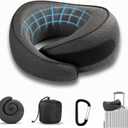 SZXYX Travel Pillows for Airplanes, 100% Pure Memory Foam Neck Pillow for Airplanes, Comfortable Breathable Cover, 360 Support Stowable Pillows for Sleeping, Car, Airport Travel Essentials Black (Small)