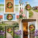 Spring Summer Eucalyptus Wreaths for Front Door Outside 24Inch Door Yellow Daisy Wreath with Sunflower Peony Dahlia Green Leaves for All Season Indoor Outdoor Home Farmhouse Porch Wall Window Decor