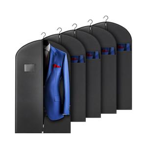 5 Pack 40-inch Suit Bag Garment Bag for Travel and Storage, Garment Bags for Hanging Clothes with Zipper and Visible Transparent Window, Black