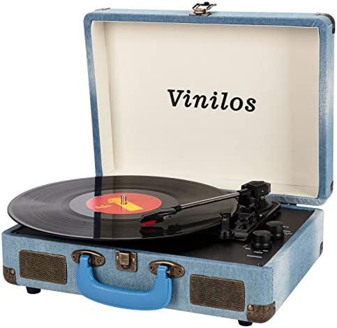 Vinilos Record Players for Vinyl with Speakers Turntable with Speakers Bluetooth/Bluetooth Output Record Player Tocadiscos Phonograph Suitcase Portable Record Player with 3-Speed