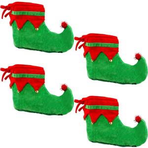 2 Pairs Christmas Elf Shoes Red Green Elf Shoes for Adult Christmas Elf Costume Accessories