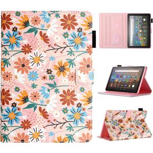 MonsDirect Case for Amazon Kindle Fire HD 10 & Fire HD 10 Plus Tablet 13th/11th Generation 2023 2021 Release, Smart Auto Wake Sleep Folio Case Stand Protective Cover with Card Slots, Matisse Daisy