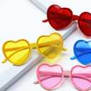 2 x 12 Pairs Sunglasses Adorable Heart Shaped Sunglasses for Women Colour Fun Trendy Transparent Glasses Bulk for St Patricks Day Mardi Gras Pool Party