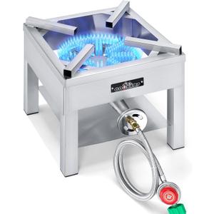 COOKAMP Stainless Steel Burner Propane Burner, 260,000BTU High Pressure Outdoor Propane Cooker, Heavy Duty Gas Burners for Outdoor Cooking For Turkey Fry, Seafood Boil(Stainless Steel) SS1750